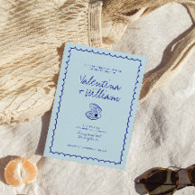 Faire-part de mariage moderne Blue Mediterranean S