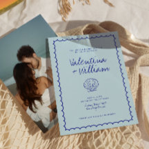 Faire-part de mariage moderne Blue Mediterranean S