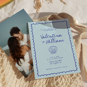 Faire-part de mariage moderne Blue Mediterranean S