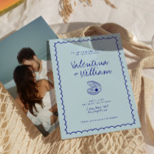 Faire-part de mariage moderne Blue Mediterranean S