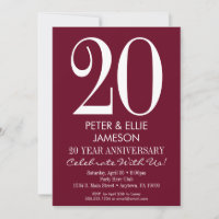 Faire-part de mariage moderne bordeaux pour annive