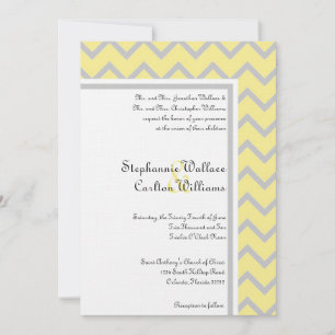 Faire-part de mariage moderne Chevron jaune/gris