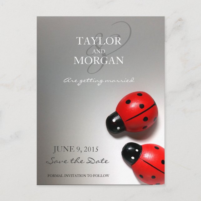 Faire-part de mariage moderne classique coccinelle (Devant)