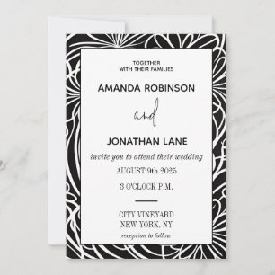 Faire-part de mariage moderne classique noir et bl