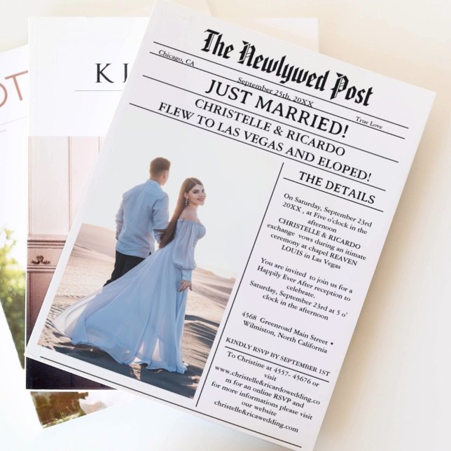 Faire-part de mariage moderne dans un journal pour (Créateur téléchargé)