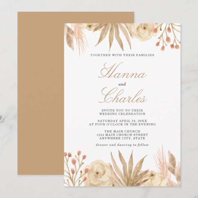 Faire-part de mariage moderne de Boho du désert tr (Devant / Derrière)
