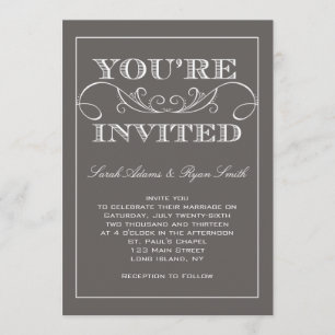 Faire-part de mariage moderne de gris de remous