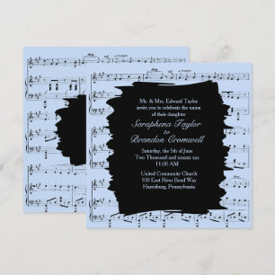 Faire-part de mariage moderne de musique bleue Abs