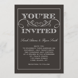 Faire-part de mariage moderne de noir de remous