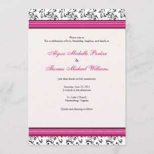 Faire-part de mariage moderne de remous (Fuschia)