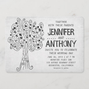 faire-part de mariage moderne découpé d'arbre