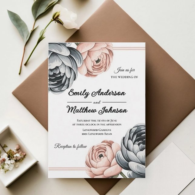 Faire-part de mariage moderne Dusty Rose Designer (Créateur téléchargé)