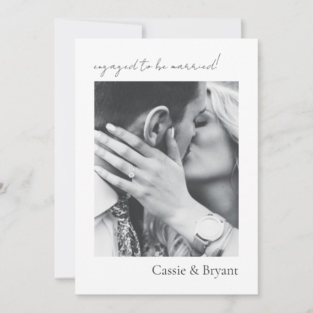 Faire-Part de Mariage Moderne Écriture Élégante Mi (Devant)