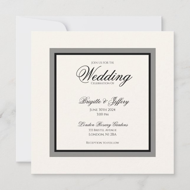 Faire-Part de Mariage Moderne Écriture Simple (Devant)