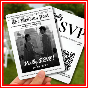 Faire-Part de Mariage Moderne Élégant Code QR Jour