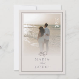 Faire-part de mariage moderne élégant crème modifi