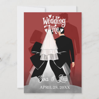 Faire-part de mariage moderne en couple illustré