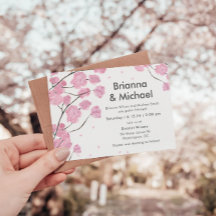 Faire-part de mariage moderne en fleurs de cerisie