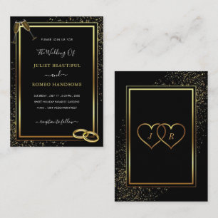 Faire-part de mariage moderne en or noir avec anne