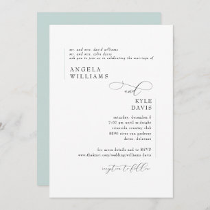 Faire-part de mariage moderne en verre marin