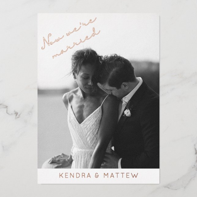 Faire-part de mariage moderne et élégant avec feui (Recto)