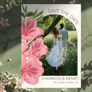 Faire-part de mariage moderne floral lis rose