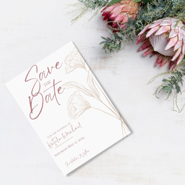 Faire-part de mariage moderne floral mauve (Créateur téléchargé)