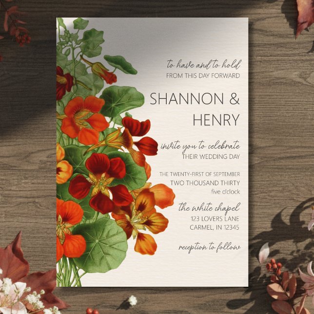 Faire-part de mariage moderne floral rustique d'au (Invite guests to your big day with this Rustic Fall Floral Modern Wedding Invitation!)