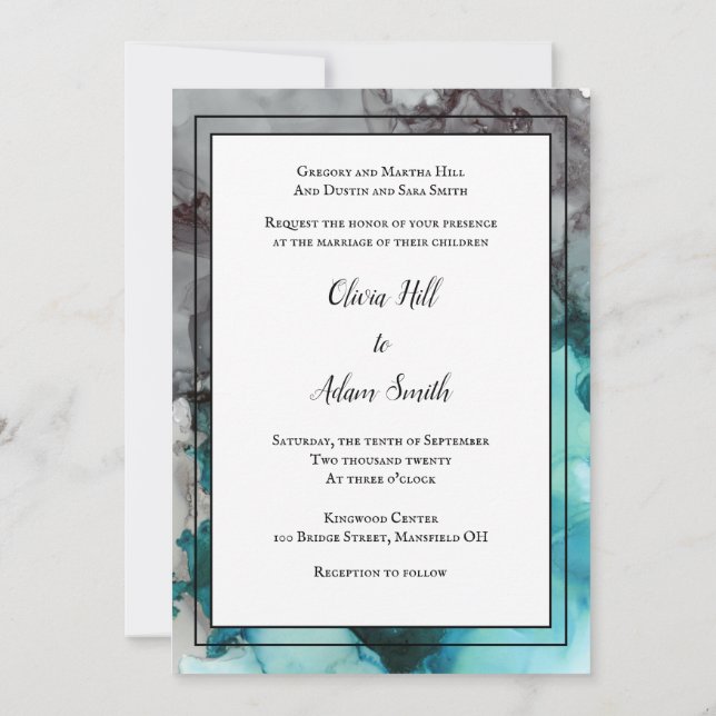 Faire-part de mariage moderne Formulation Abstrait (Dos)