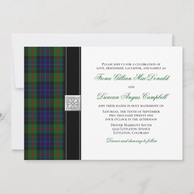 Faire-part de mariage moderne Gunn Tartan (Devant)