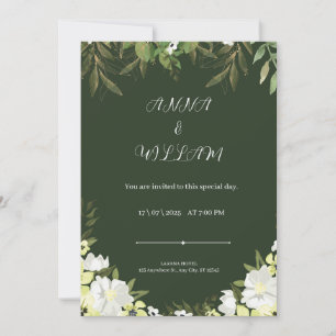 Faire-part de mariage moderne jaune et vert