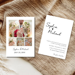 Faire-part de mariage moderne minimaliste avec col