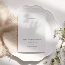 Faire-part de mariage moderne minimaliste en feuil