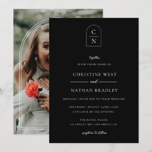 Faire-part de mariage moderne Monogram Photo Arche