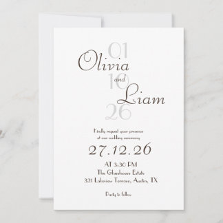 Faire-part de mariage moderne noir et blanc à gran