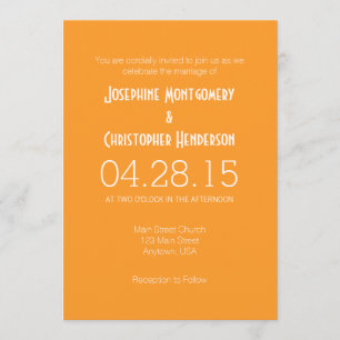 Faire-part de mariage moderne Orange White Simple