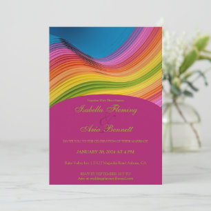 Faire-part de mariage moderne Rainbow Wave