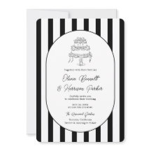 Faire-part de mariage moderne rayé noir et blanc