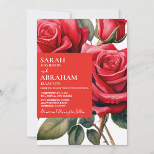 Faire-part de mariage moderne Red Roses