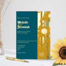 Faire-part de mariage moderne sarcelle bleu tourne