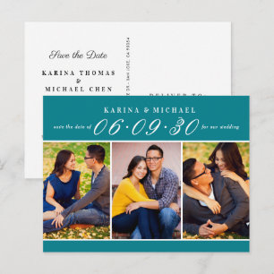 Faire-part de mariage moderne sarcelle en collage