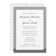 Faire-part de mariage moderne simple Chevron - gri