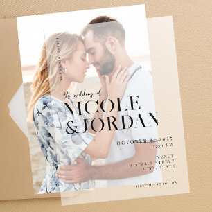 Faire-part de mariage moderne simple chic en vellu