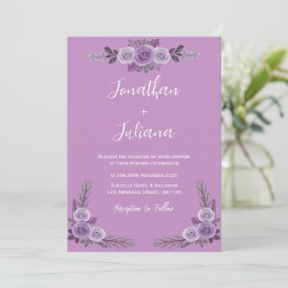 Faire-part de mariage moderne violet