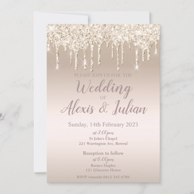 Faire-part de mariage modifiable en Champagne (Devant)