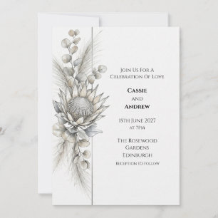 Faire-part de mariage Monochrome Protéa Eucalyptus
