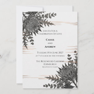 Faire-part de mariage Monochrome Protea Thistle