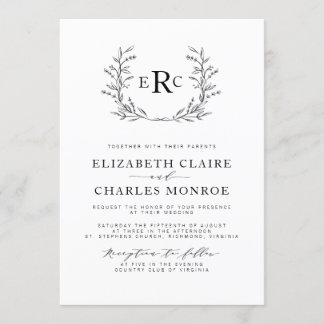 Faire-part de mariage monogramme