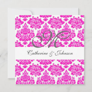 faire-part de mariage monogramme damask rose, ajou