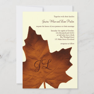 Faire-part de mariage monogramme d'automne